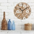 thumbnail image 3 of Daisy Flowers on Brown Round Wall Clock Silent Battery Operated Home Decor for Living Room Bedroom, 3 of 7
