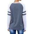 thumbnail image 6 of Womens Fall Striped Long Sleeve Blouses Pullover Baseball Top Round Neck Casual Loose Raglan Shirts, 6 of 9