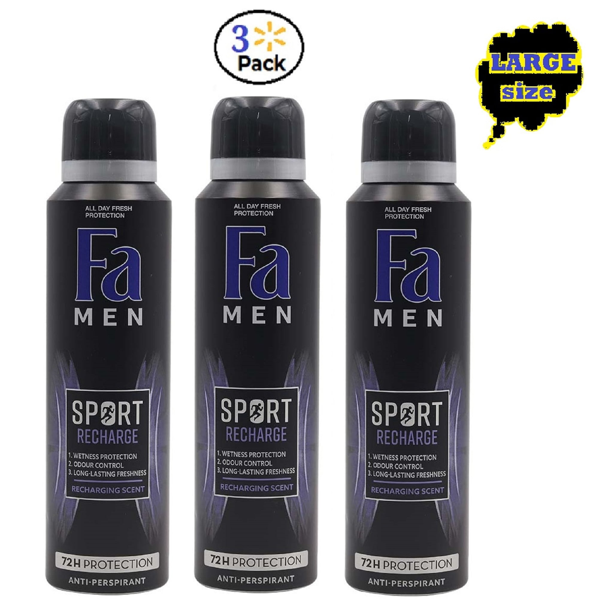 Economy size 200ml/6.7 ounces (3 Packs) Fa 72h Deodorant Spray Sport