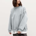 thumbnail image 2 of MeetoTime Womens Crewneck Sweatshirt Long Sleeve Drop Shoulder Oversized Sweatshirt Fleece Lined Pullover Tops, 2 of 8