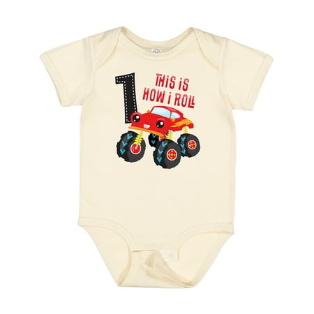 

Inktastic Monster Truck How I Roll 1st Birthday Gift Baby Boy Bodysuit