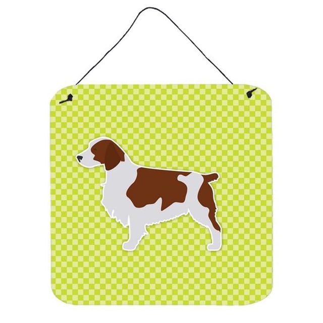 Welsh Springer Spaniel Checkerboard Green Wall or Door Hanging Prints