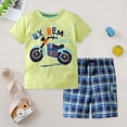 thumbnail image 2 of Ymyiu Boy Summer Clothes Toddler Baby Boy Clothes Summer Outfit Tee Shirts T-Shirt + Shorts Set 4T 5T (Green,4-5 Years), 2 of 9