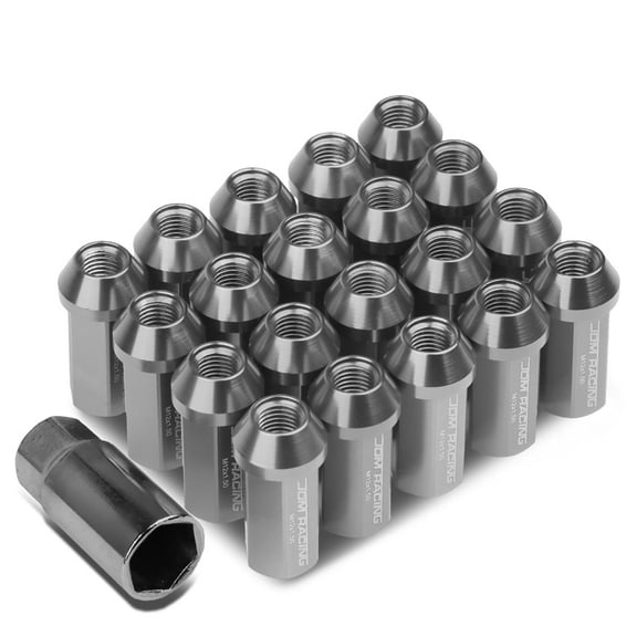 DNA Motoring JDM Closed-end Aluminum Gun Metal 20 Lug Nuts Set Kkey M12x1.5 25mm OD/50mm Tall
