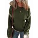 thumbnail image 2 of Suéteres para Mujer, Cuello Redondo Liso, Corte Holgado, Larga, Punto en Contraste, Jersey, Tops Verde XXL, 2 of 8