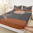 thumbnail image 5 of Manfei Boho Sun and Leaf Bed Sheets, Mid Century Geometric Fuul Size Sheets, Gray and Blush, Reversible 4pcs1 Flat Sheet + 1 Fitted Sheet + 2 Pillowcases, 5 of 6