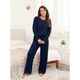thumbnail image 2 of MINTREUS Women's Pajama Set Long Sleeve Sleepwear Set Soft Two Piece Matching Set with Pockets, 2 of 5