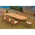thumbnail image 4 of Grade-A Teak Dining Set: 8 Seater 9 Pc: 118" Double Extension Mas Oval Trestle Leg Table And 8 Leveb Stacking Arm Chairs WholesaleTeak #WMDSWVm, 4 of 5