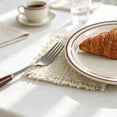 thumbnail image 5 of Fringed Woven Placemats, 4.72 inch Beige Textured Table Mats, French Rustic Dining Decor, Handmade Tassel Table Linens, Farmhouse Style Table Protectors, Table Decor for Banquet and Daily Meal, 5 of 7