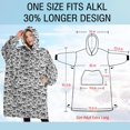 thumbnail image 4 of Oversized Wearable Blanket Hoodie,Black White Skull Pattern Sherpa Blanket Hoodie with Super Pockets,Super Warm Fuzzy Pullover for Women & Men, 4 of 6