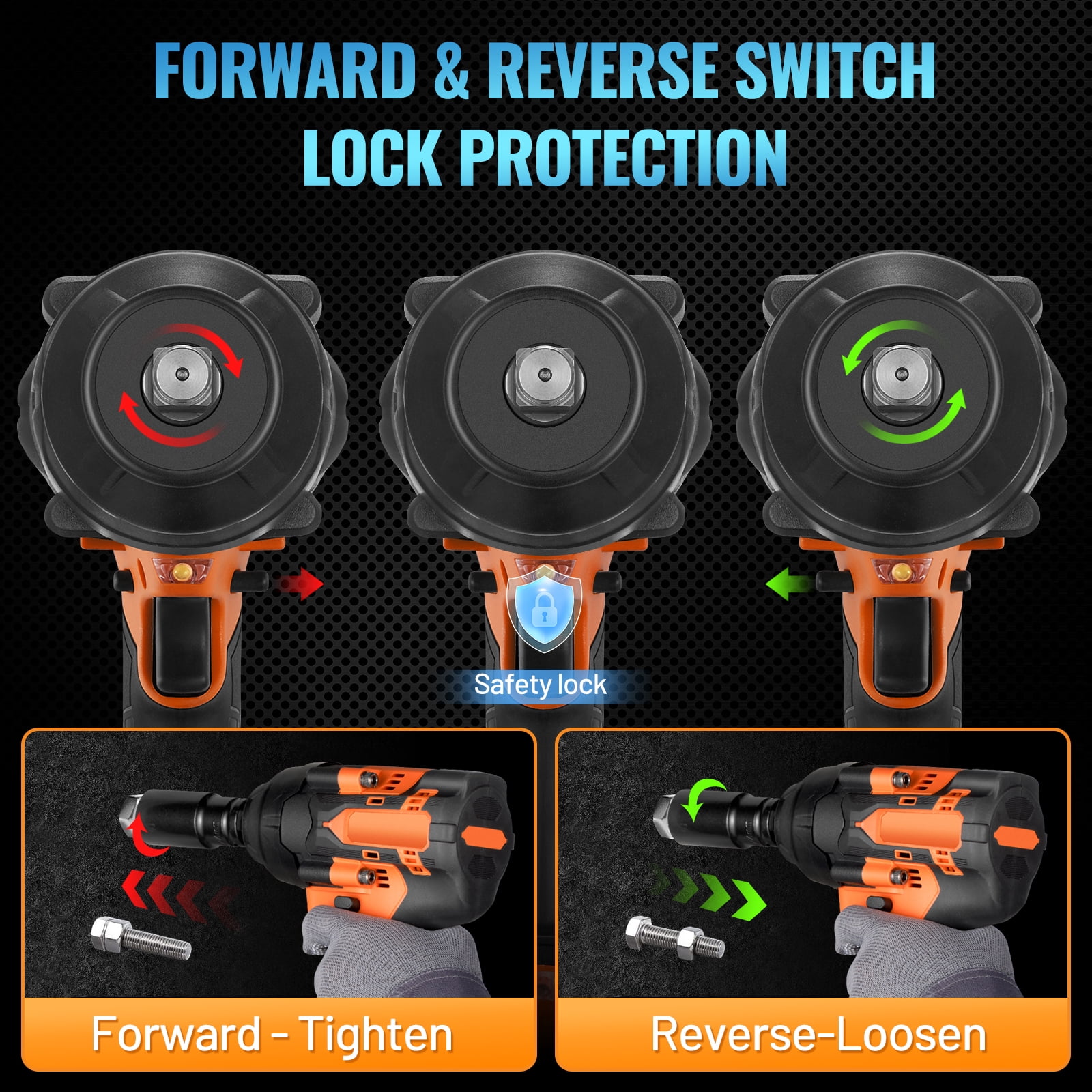 SPBTAR Cordless Impact Wrench Kit, 1200N·m High Torque Brushless Dril, 21V Impact Driver with 2*4.0Ah Battery, Charger & 5 Sockets Set for Car, Truck, RV, Farm & DIY