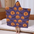 thumbnail image 5 of Halloween Pumpkin Bat Pattern Hooded Bath Towel，50"x30" for Ages 3 To 12 Kids, Quick Dry Lightweight Soft Microfiber Hood Beach Towel Cover Up for Kids, 5 of 7