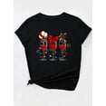 thumbnail image 3 of Red Wine Glass Print Black Women's Casual Fashion Tops Round Neck Short Sleeve T-Shirt, 3 of 7