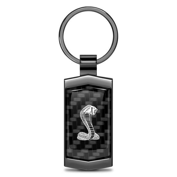 iPick Image for Ford Cobra Real Black Carbon Fiber Gunmetal Metal Case Key Chain, Official Licensed