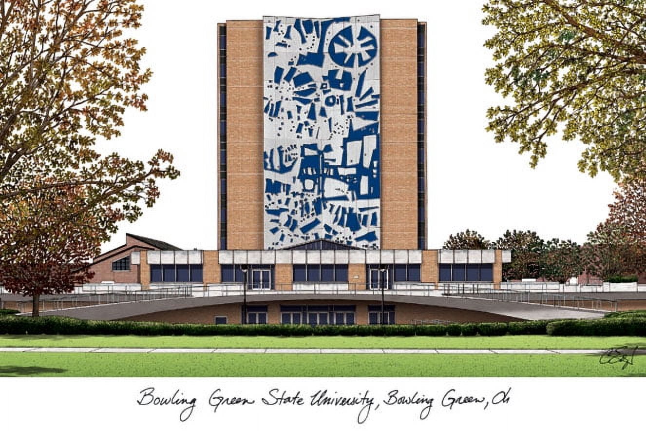 Bowling Green State 11w x 8.5h Manhattan Black Single Mat Gold Embossed Diploma Frame with Bonus Campus Images Lithograph (value savings at $59)