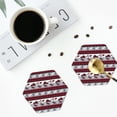 thumbnail image 4 of Yiaed Buffalo Plaid Forest Print Leather Coasters for Drinks - Cup Coasters Coffee Table Kitchen Table Bar, Home & Office Gifts Handmade Drink Coasters-Hexagon, 4 of 6