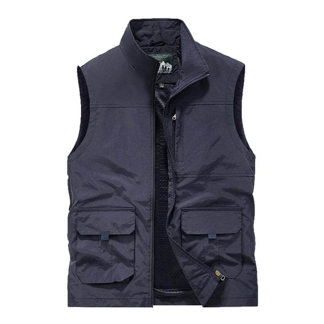 Birdeem Mens Work Clothes Jacket Solid Color Stand Collar Multiple Pockets Outdoor Sports Photography Leisure Coat