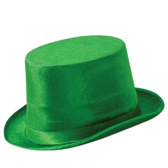 Beistle Club Pack of 12 Green Vel-Felt St. Patrick's Day Top Hat - Adult Sized