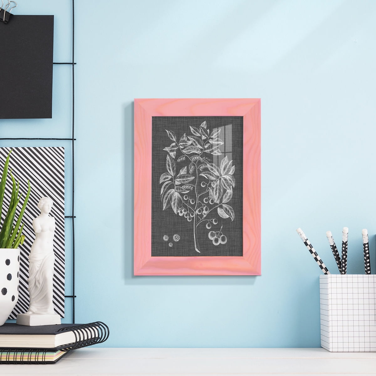 Graphic Foliage VI - Framed Print w/glass - Sunset Pink