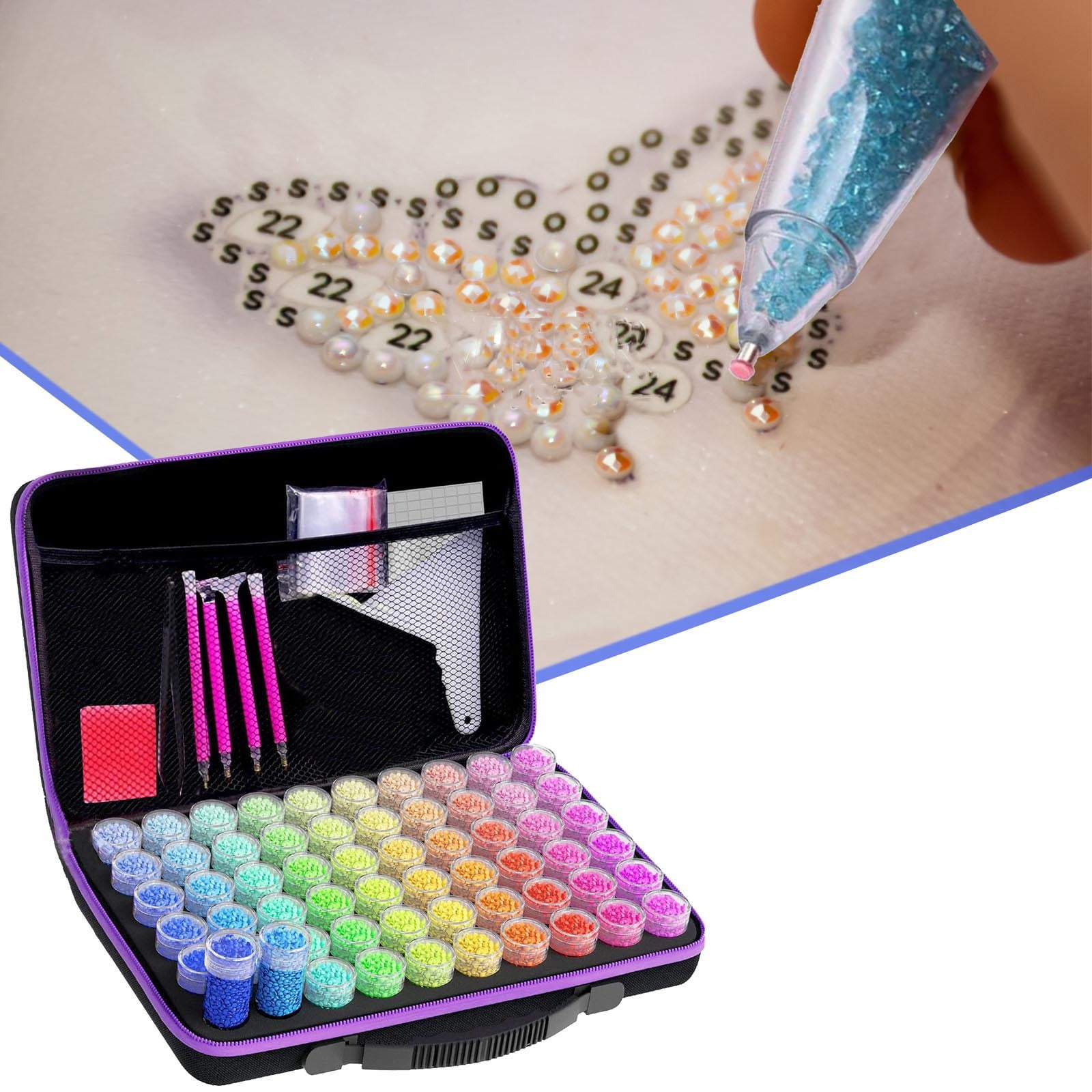 Diamond Paint Storage Containers Art Kits for Adults,60 Slots Diamond Paint Accessories Kits Diamond Art Accessories and Tools for Crafts Jewelry Rhinestones Bead Organizer
