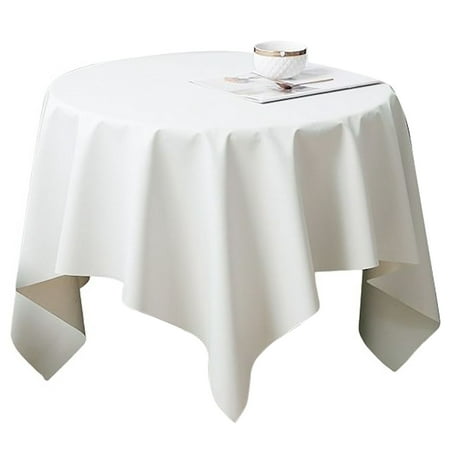 

Tablecloths For Round Tables Waterproof Oil Proof Scratch Resistant Leather Square Tablecloth solid Color Table Cover For Living Room Patio Garden Outdoor-White-130*130CM