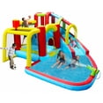 thumbnail image 2 of 7 in1 Inflatable Slide Water Park,Bouncing House Outdoor Soccer Garden Bouncer with Splash Pool & Water Gun & Climbing Wall & Basketball & Football,Outdoor Water Bounce House,Multicolor, 2 of 7