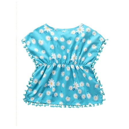 

0-5Years Baby Girls Swimwear Cover-up Summer Leopard Tassel Kids Beach Dress