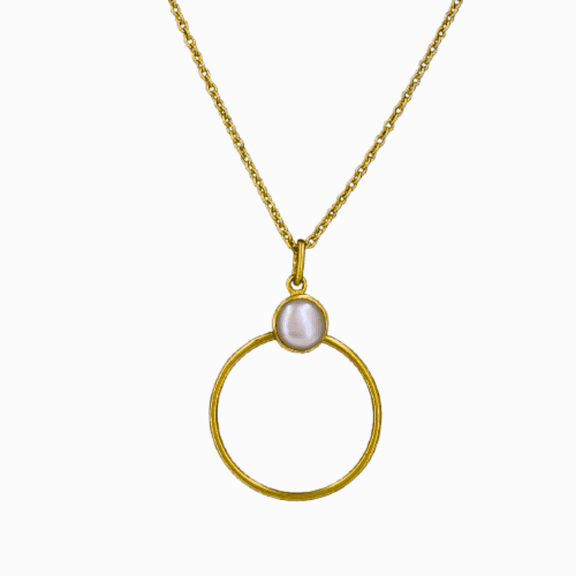 Maya Elegant 18k Gold Plated Pendant Necklace With Pearl Accent