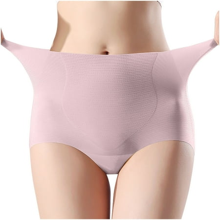 Kmdttou Panties for Women Pack Cotton Ladies Comfortable Ice Shreds Cool Large Size Abdominal Contraction Panties Hight Waiste Underpants (Available in Plus Size)