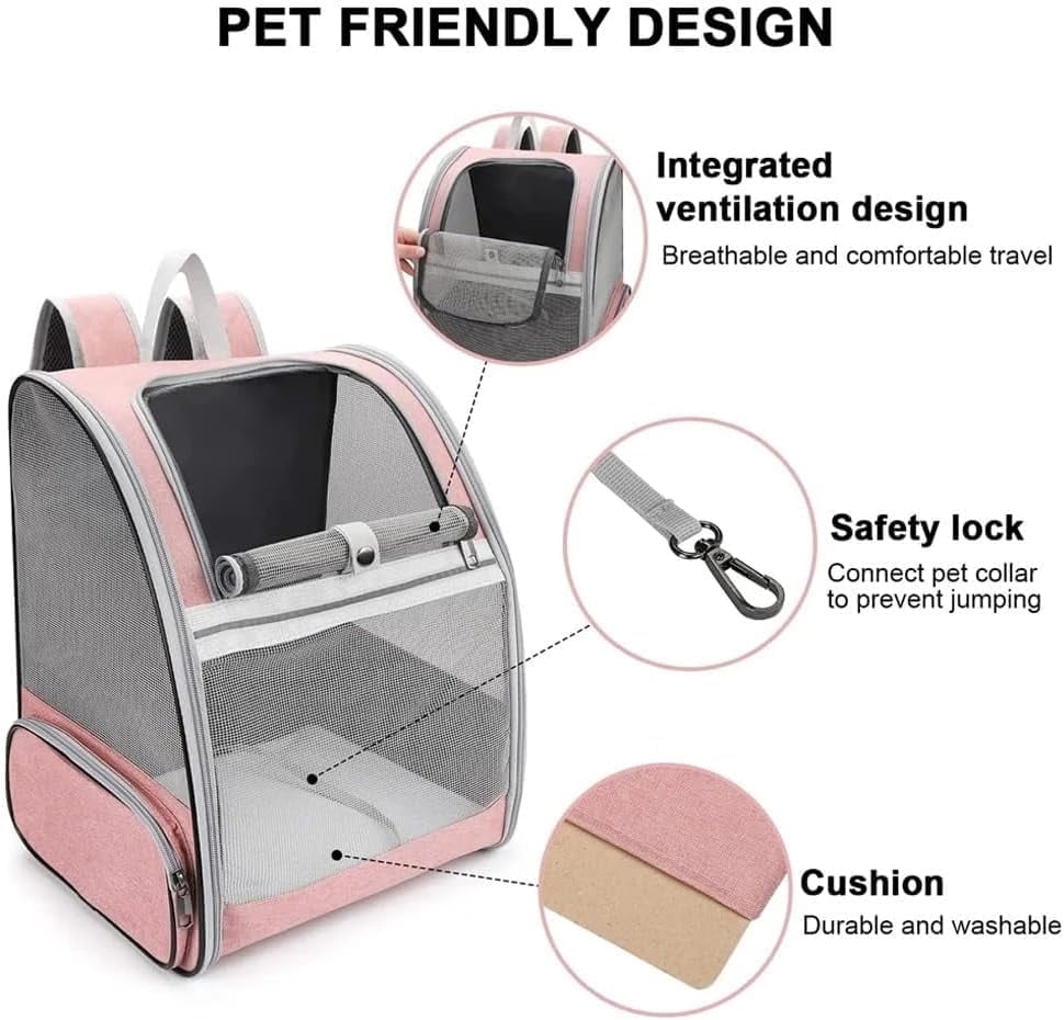 Anvet Pet Backpack Carrier for Small Cats Dogs Designed for Travel, Hiking & Outdoor Use (Light Gray)