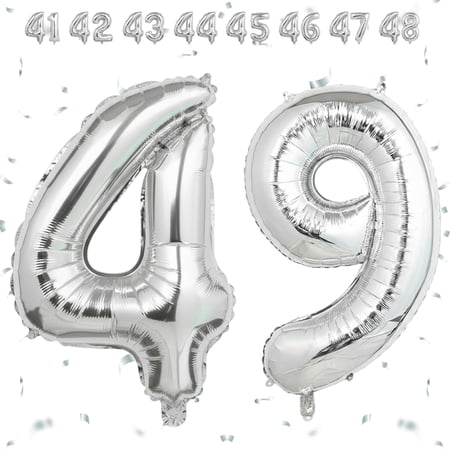 40 Inch Silver Number 49 Foil Balloon for Birthday & Anniversary Celebrations – Large Mylar Party Decoration for Elegant Stylish Milestone Events 40 Inch Silver Number 49 Foil Balloon for Birthday & Anniversary Celebrations – Large Mylar Party Decoration for Elegant Stylish Milestone Events