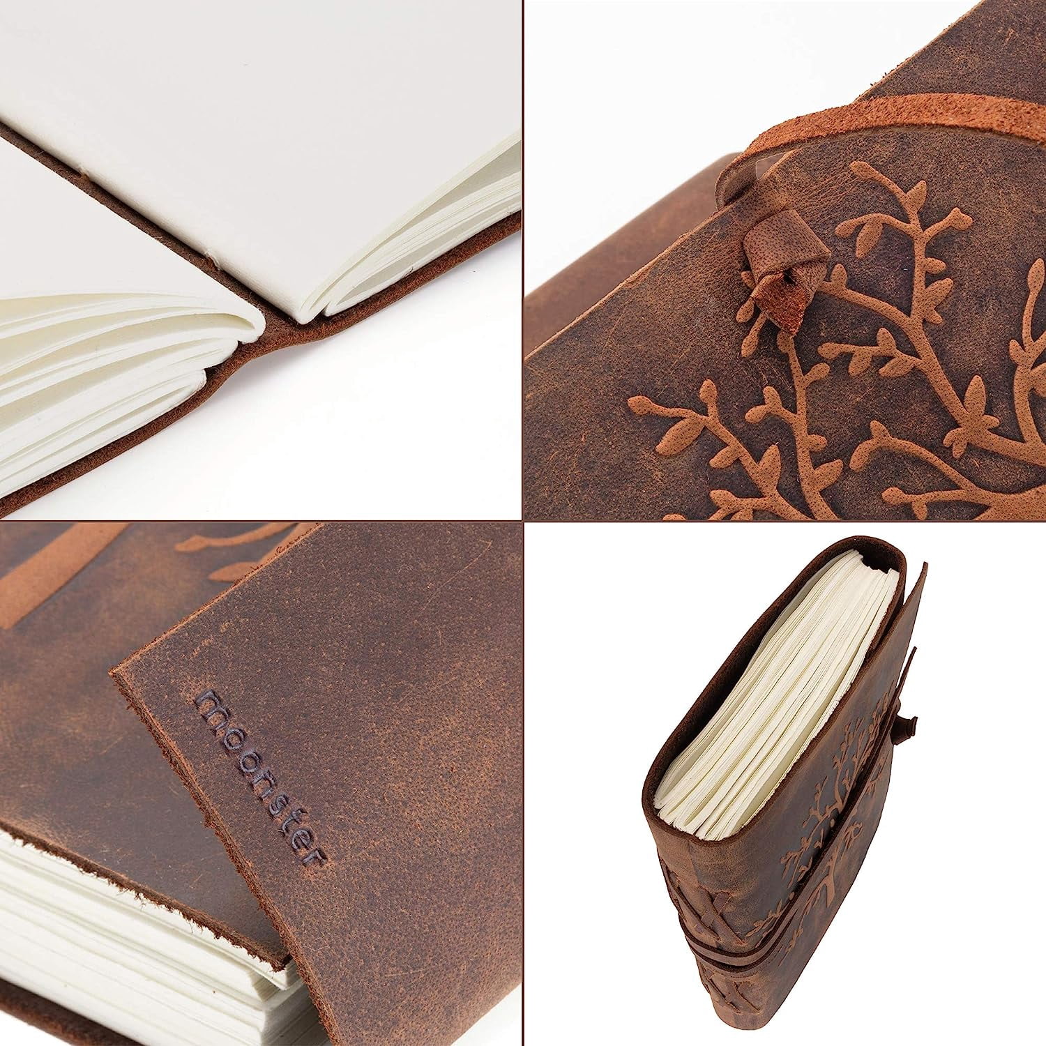 Leather Journal Tree of Life Genuine Leather Notebooks For Women - Beautiful Journal with Embossed Tree - Blank Handmade Paper - Inspirational Birthday Gifts for Women & Gifts for Men