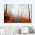 thumbnail image 2 of wall26 Canvas Print Wall Art Foggy Autumn Forest Path with Orange Leaves Nature Wilderness Photography Modern Art Rustic Scenic Colorful Multicolor for Living Room, Bedroom, Office - 24"x36&quot, 2 of 5
