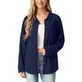 thumbnail image 5 of JWD Women's Blouses Long Sleeve Knitted Shacket Jacket Lightweight Button-Down Shirts Navy Blue XL, 5 of 10