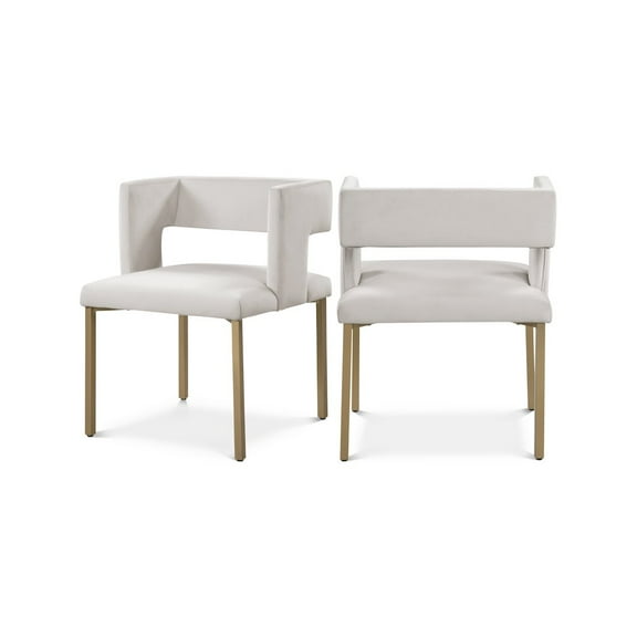 Meridian Furniture Caleb Cream Velvet Dining Chair (Set of 2)