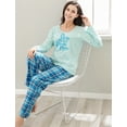 thumbnail image 6 of Women's Two Piece Sleepwear Set Knit Top with Flannel Pants RHW2864, 6 of 7