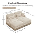 thumbnail image 4 of HUTWIFE Home Leopard Print Chenille Deep Seat and Modular Sectional Sofa with 2 Movable Ottoman, Beige Coffee, 4 of 10