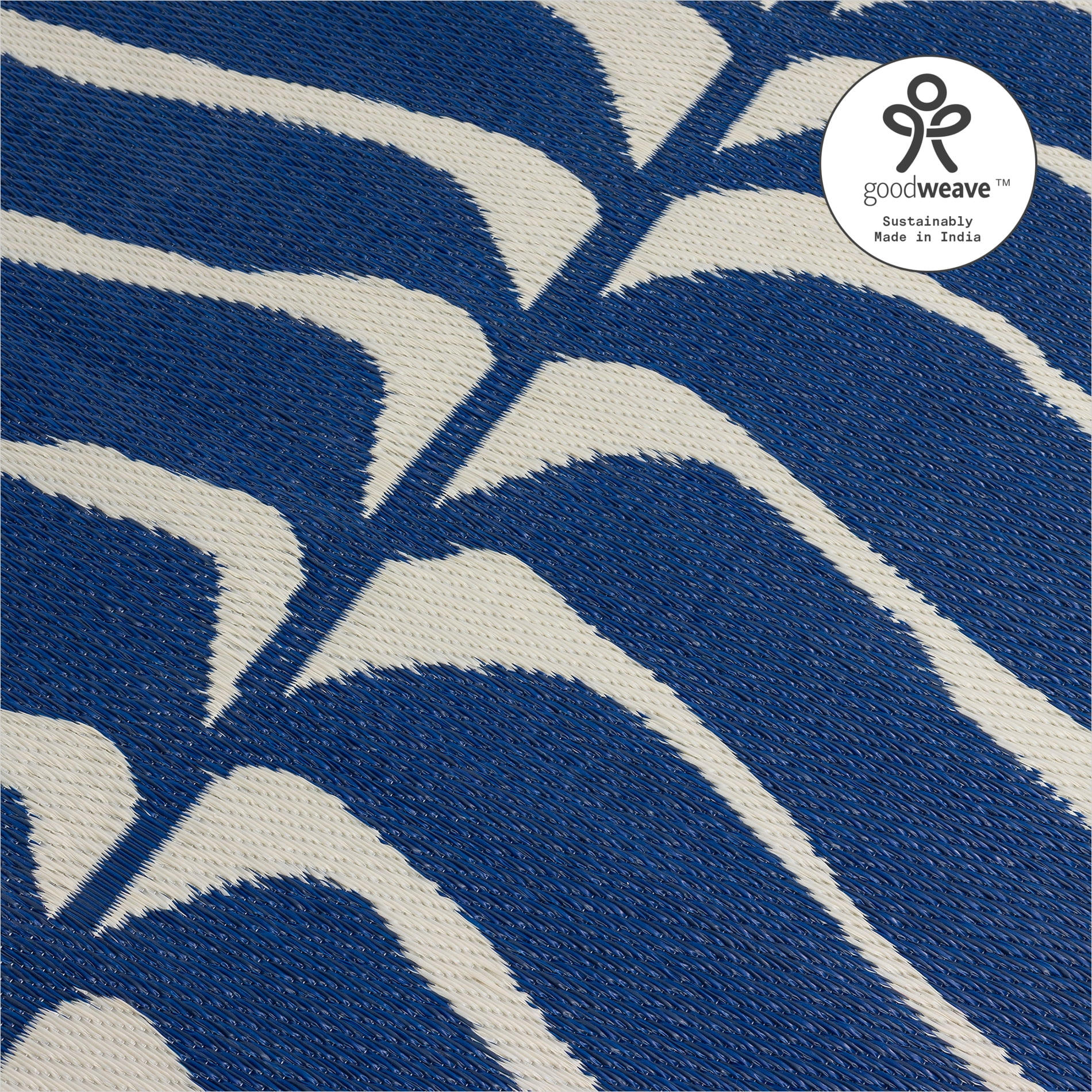 Fab Habitat Tropical Botanical Floral Outdoor Rug - Waterproof, Crease-Free Fade Resistant, Reversible - Recycled Plastic - Patio Porch Balcony Deck Yard Garden - Hilo Navy - 5x8 ft