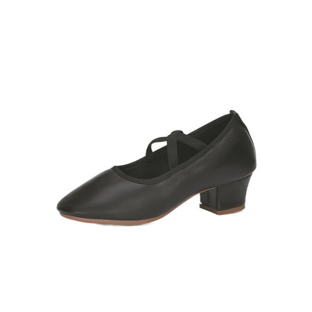 

Eloshman Womens Ballroom Dance Shoes Slip On Latin Pumps Shoes Leather Black 8