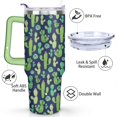 thumbnail image 3 of 40oz Green Vintage Cactus Theme Stainless Steel Flip Straw Tumbler Spill Proof Travel Cup Double Wall Vacuum Insulated Coffee Mug with Top Handle, 3 of 6