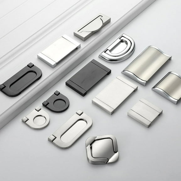 FRCOLOR 4pcs 6502 Hidden Recessed Invisible Furniture Handle Zinc Alloy Kitchen Cabinet Drawer Cupboard Pull Solid Door Handles (Black)