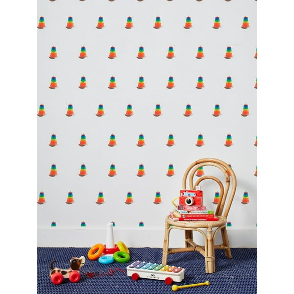 Rock-a-Stack Removable Vinyl Wallpaper by Fisher-Price - White