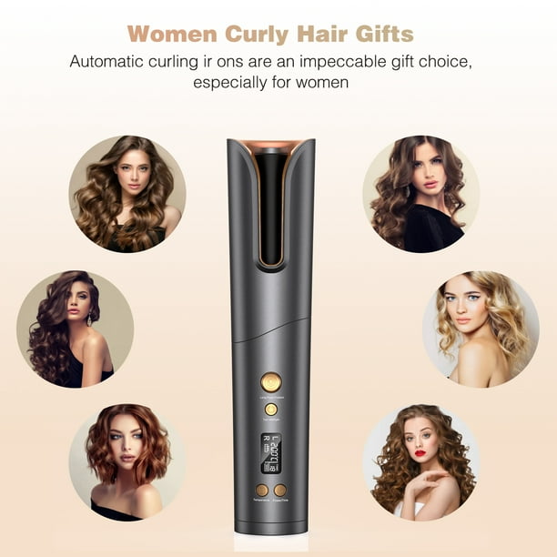 NEXPURE Cordless Curling Iron Portable Battery Hair Curler Fast Heat Hair Styler Easy to Use Gray