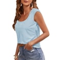 thumbnail image 4 of Sherrylily Women Cap Sleeve Scoop Neck Tank Tops Casual Solid Basic Tee Shirts, 4 of 5