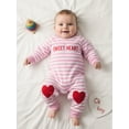 thumbnail image 6 of BemeyourBBs Newborn Baby Boy Girl Valentines Day Outfits Striped Plaid Romper Long Sleeve Crew Neck Heart Letters Embroidery Jumpsuit Cute Fall Winter Spring Clothes, 6 of 9