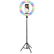 Dixie & Charli 12" Color LED Ring Light with 63" Floor Stand, Phone Holder and Wired Remote Control