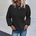 thumbnail image 5 of Miluxas Plus Size Sweater Tops On Seasonal Clearance Women's Solid Color Long Sleeve Pullove Sweater Tops Black 6(M), 5 of 5