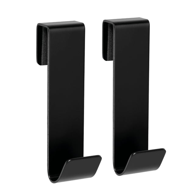SimplyHooks Ganchos para puerta de ducha de 3 pulgadas, color negro, paquete de 2 ganchos para toallas de ducha, ganchos para puerta de ducha para puerta de ducha de vidrio sin marco, 3/8 pulgadas (10