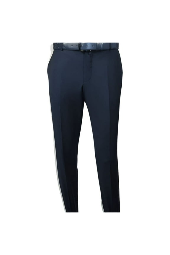 Men's MONO Turkey Slacks 100% Wool Plain Front Slim Fit 2502-02 Navy Blue
