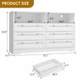 thumbnail image 5 of Studyset Dresser for Bedroom with 6 Drawers, Large Wooden Bedroom Dressers with Power Outlet and Led Lights, 55 Inch Wide TV Dresser, Wood Modern 6 Drawers Dressers & Chests of Drawers for Room, 5 of 9